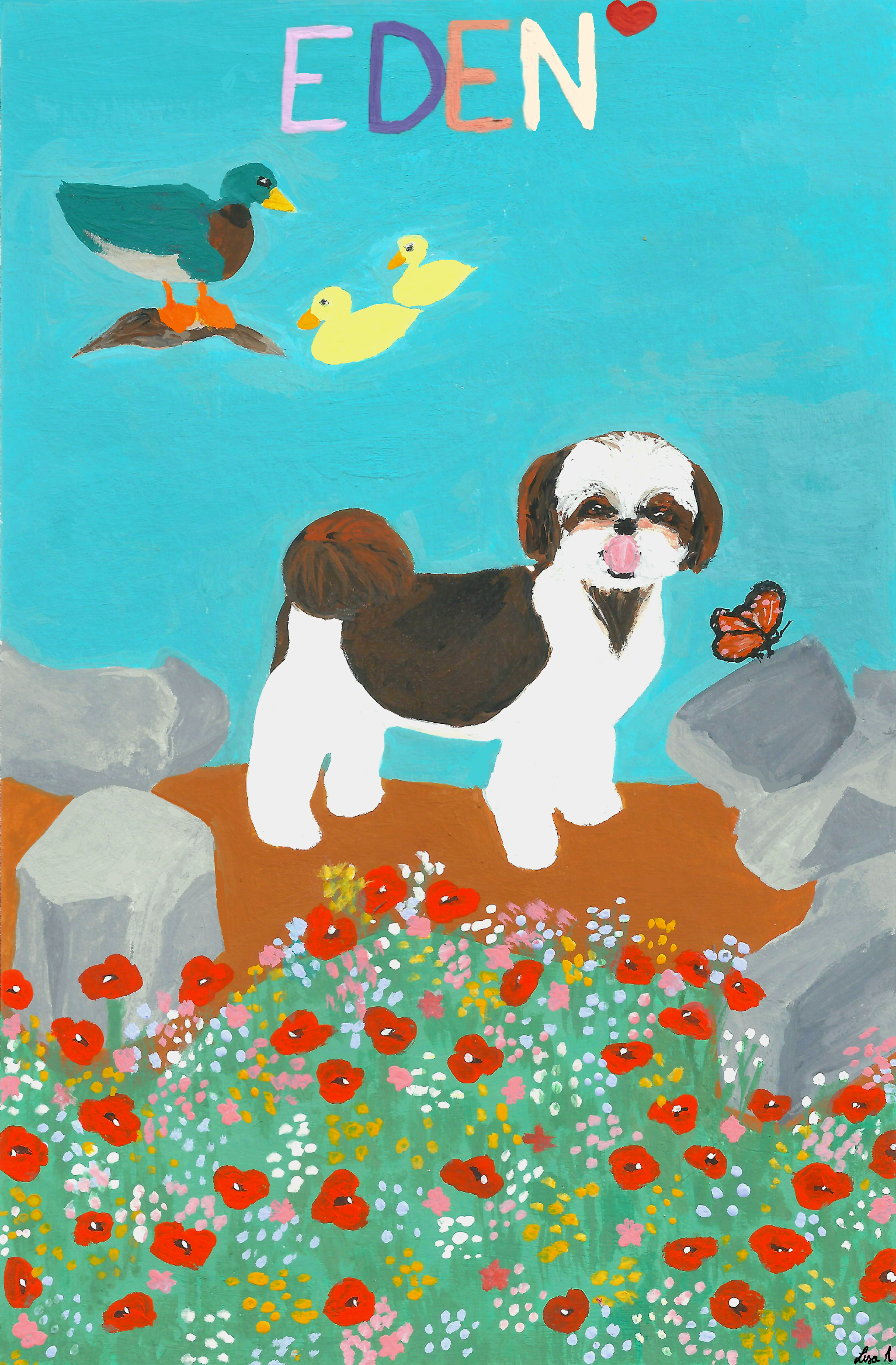 Peinture chien Shih Tzu