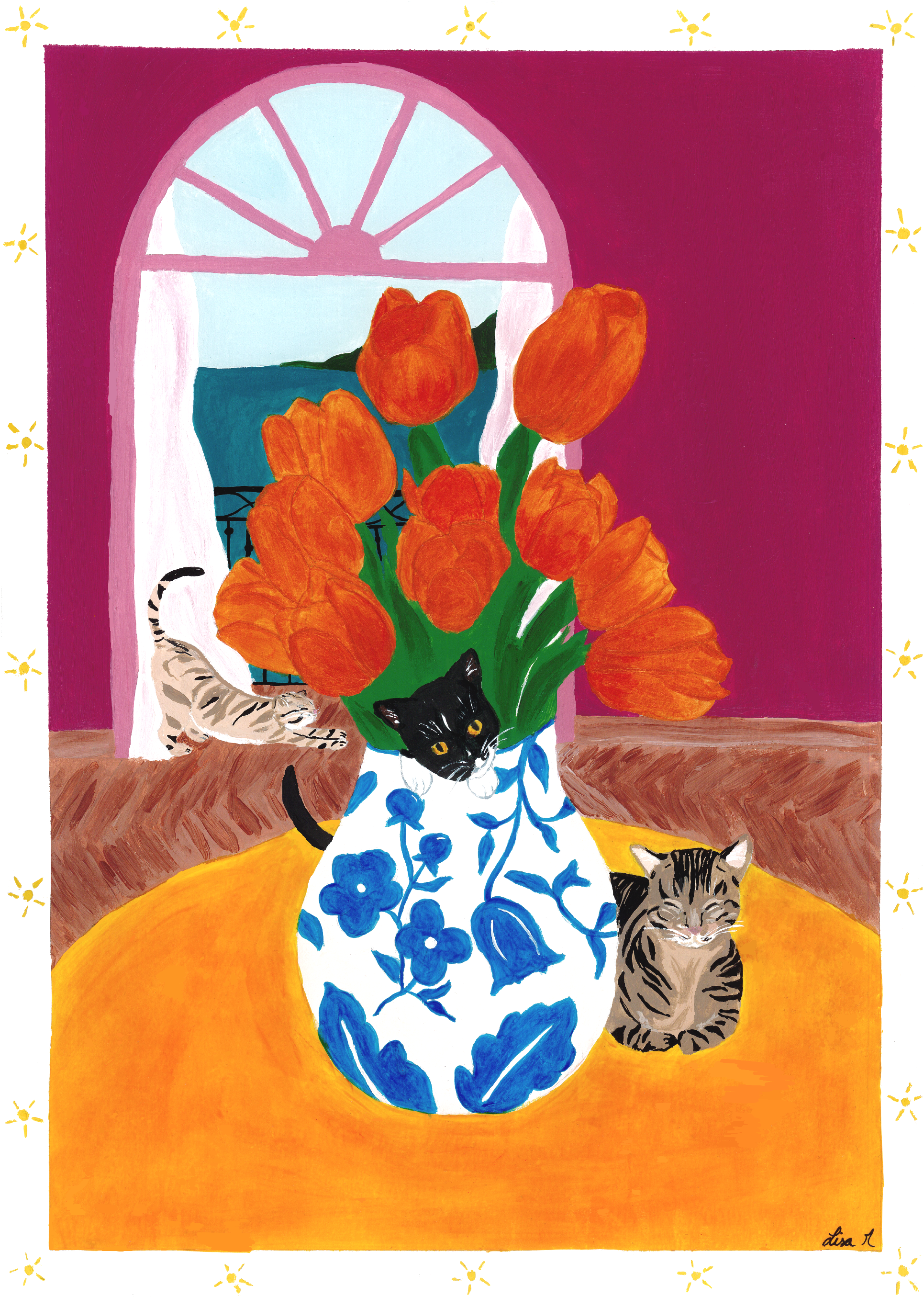 Peinture trois chats