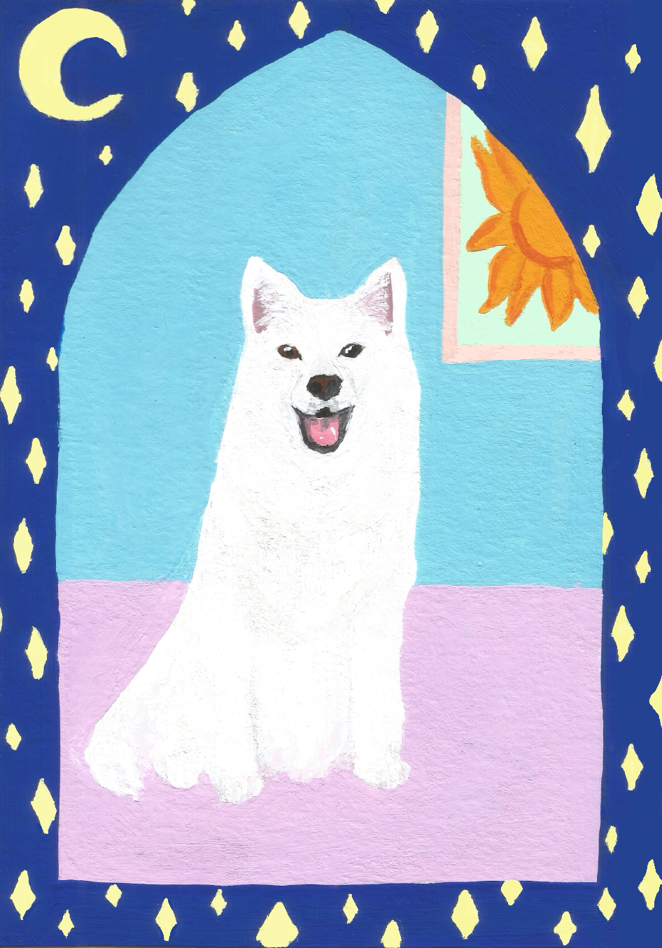 Peinture chien Samoyede